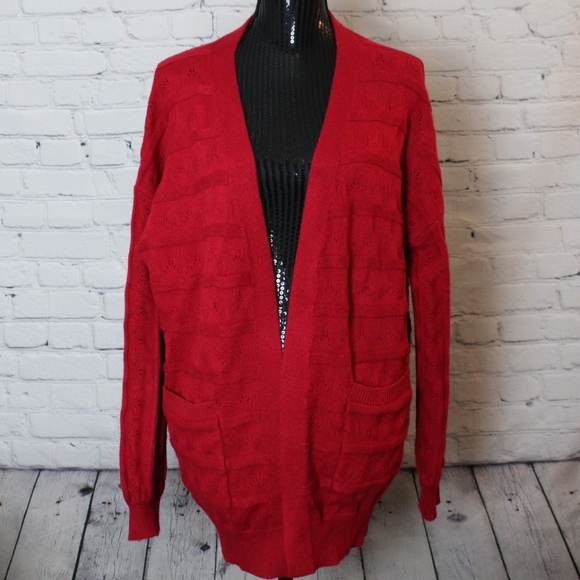 Red Open Front Cardigan - Picture 1 of 5